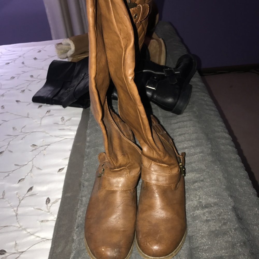 Tan leather boots